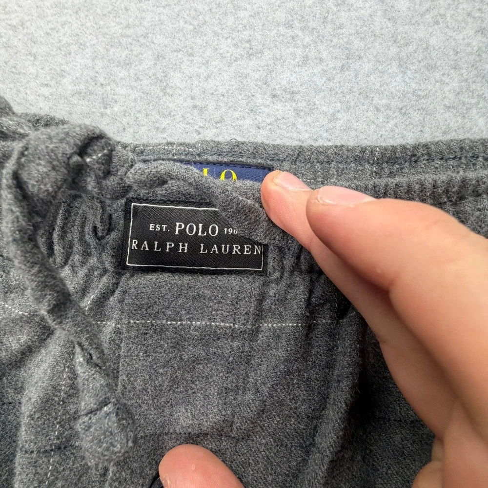 Polo Ralph Lauren Mens XL Gray Windowpane Plaid Cotton Pajama Pants Lounge Sleep